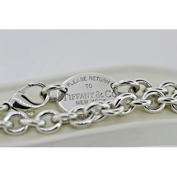 Please Return to Tiffany&Co. Choker 925 Sterling Silver 15’ Necklace W/ Pouch - Picture 9 of 17